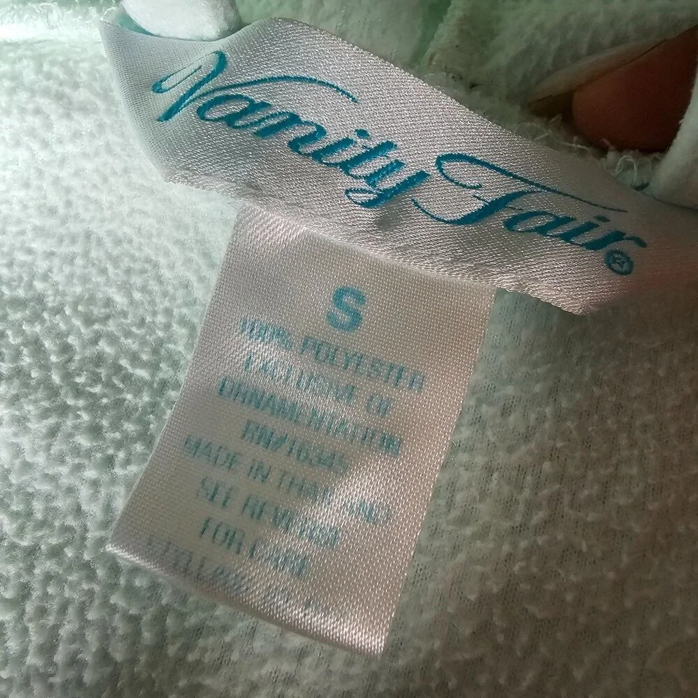 Vanity Fair Women's mint Green long Sleeved zipper Robe Pajamas Fleece size S